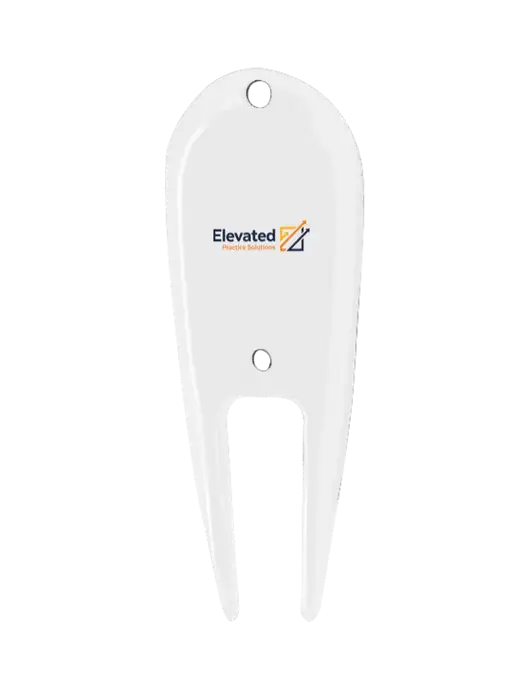 White Divot Tool w/Elevated Practice Solutions Logo