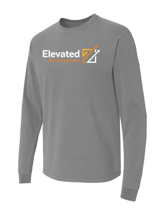 Comfort Colors Garment-Dyed Medium Grey Heavyweight Long Sleeve T-Shirt w/Elevated Practice Solutions Logo