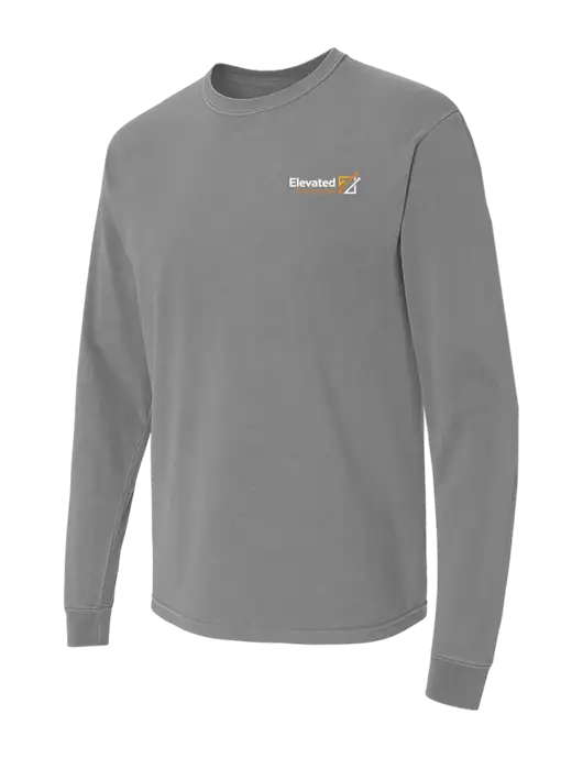 Comfort Colors Garment-Dyed Medium Grey Heavyweight Long Sleeve T-Shirt w/Elevated Practice Solutions Logo