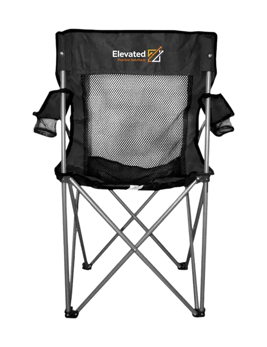 Titan Black/Black Mesh Folding Chair w/Elevated Practice Solutions Logo