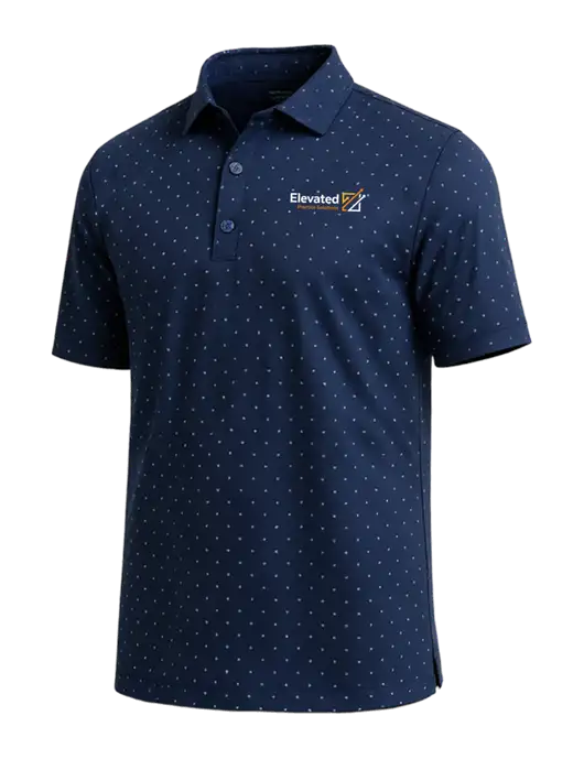 Callaway Micro Chev Dark Navy Print Polo w/Elevated Practice Solutions Logo