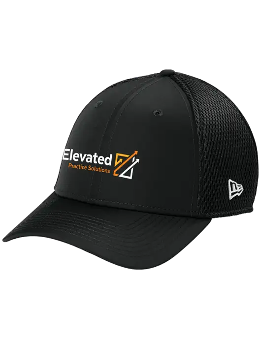 New Era 39THIRTY Performance Stretch Black Mesh Cap w/Elevated Practice Solutions Logo