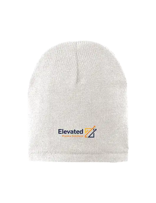 White Fleece-Lined Beanie Cap w/Elevated Practice Solutions Logo