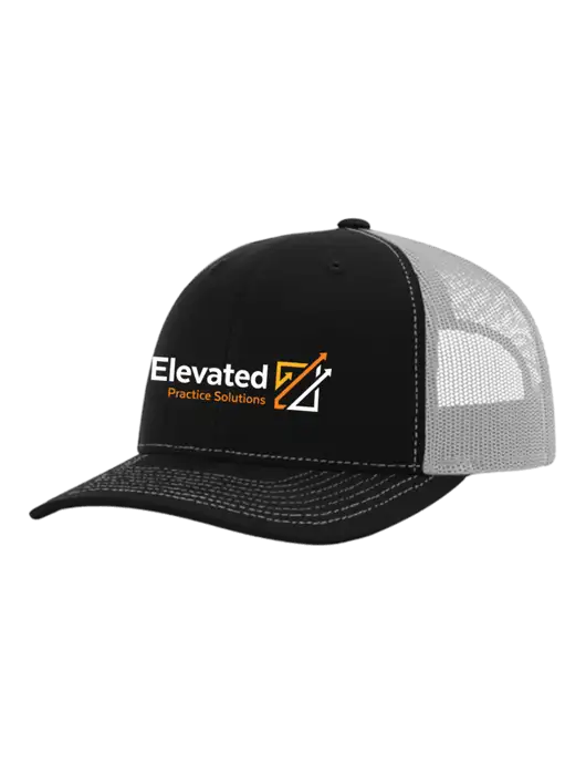 Richardson Adjustable Snapback Original 112 Trucker Cap Black w/White Mesh w/Elevated Practice Solutions Logo