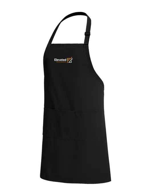 Easy Care Extra Long Bib Black Apron with Stain Release w/Elevated Practice Solutions Logo