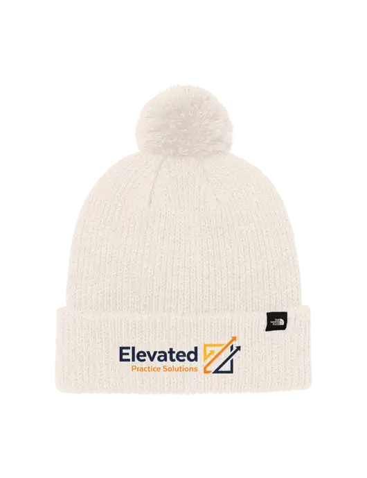 The North Face Ivory Pom Beanie w/Elevated Practice Solutions Logo