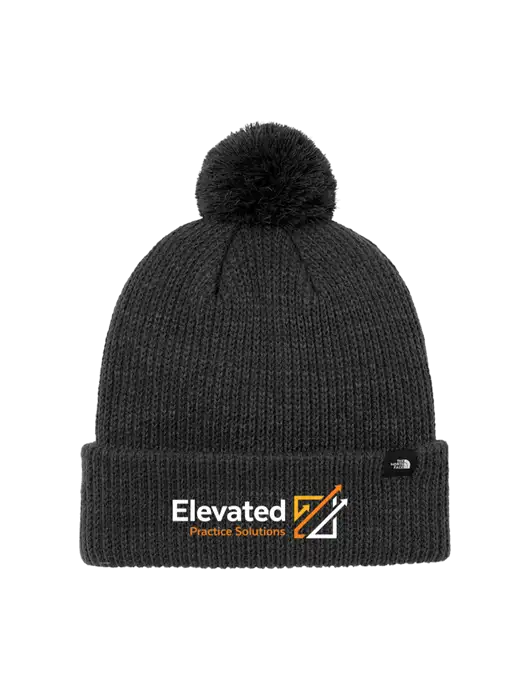 The North Face Black Heather Pom Beanie w/Elevated Practice Solutions Logo