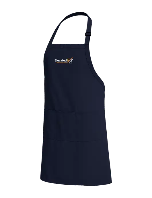 Easy Care Extra Long Bib Navy Apron with Stain Release w/Elevated Practice Solutions Logo