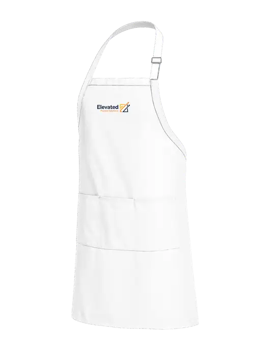 Easy Care Extra Long Bib White Apron with Stain Release w/Elevated Practice Solutions Logo
